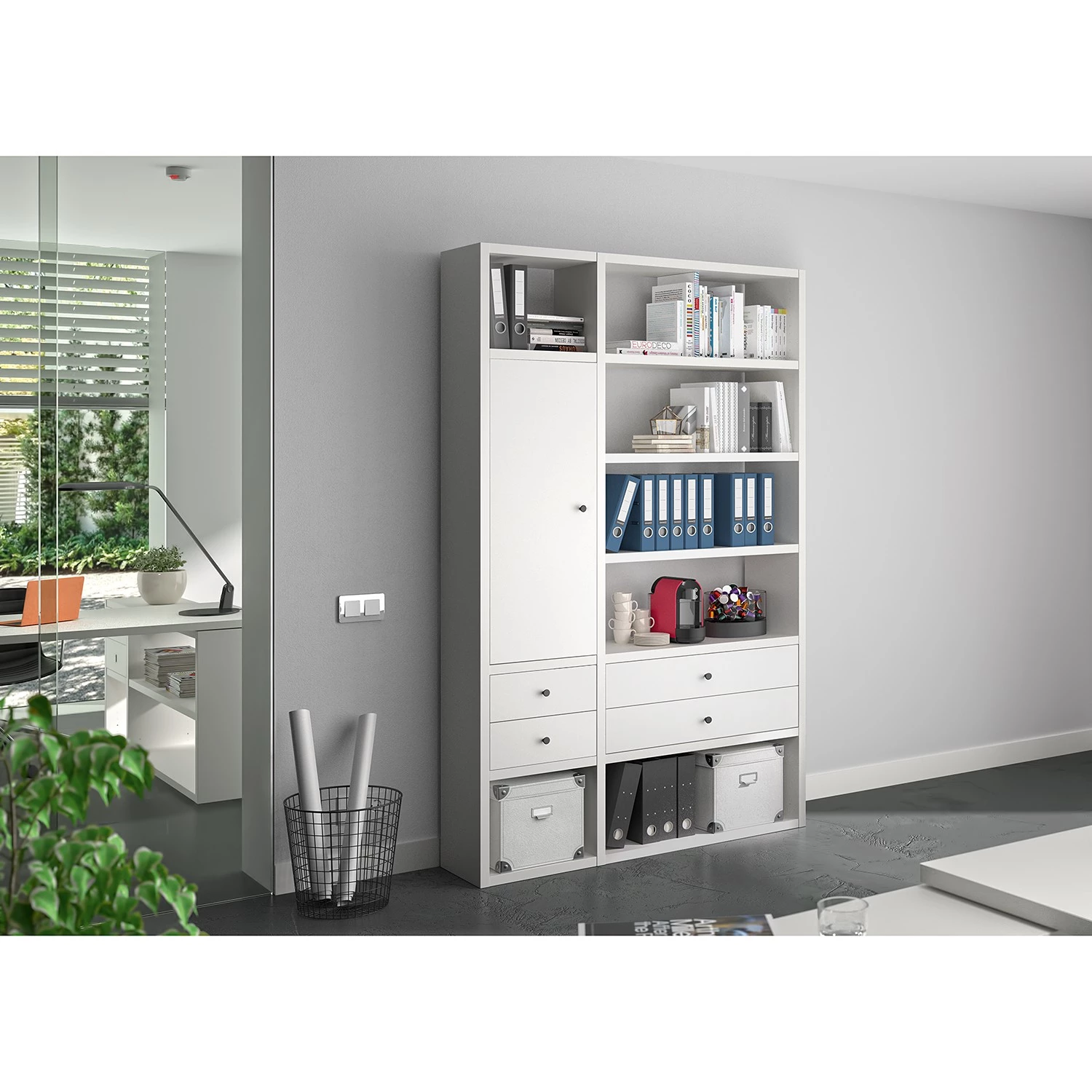 Fredriks Étagère de bureau Emporio IV - Blanc brillant 4 Fredriks Étagère de bureau Emporio IV - Blanc brillant – Image 2