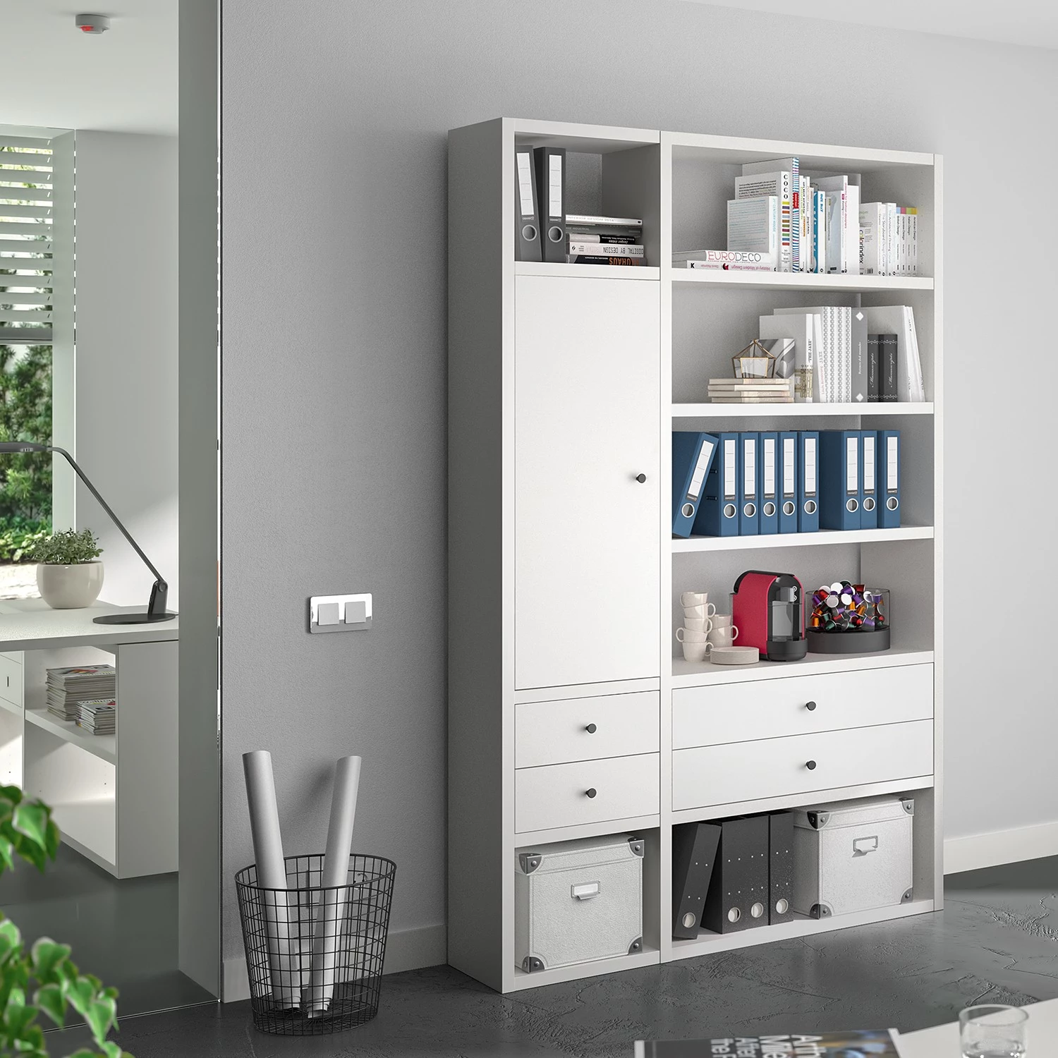 Fredriks Étagère de bureau Emporio IV - Blanc brillant 5 Fredriks Étagère de bureau Emporio IV - Blanc brillant – Image 3