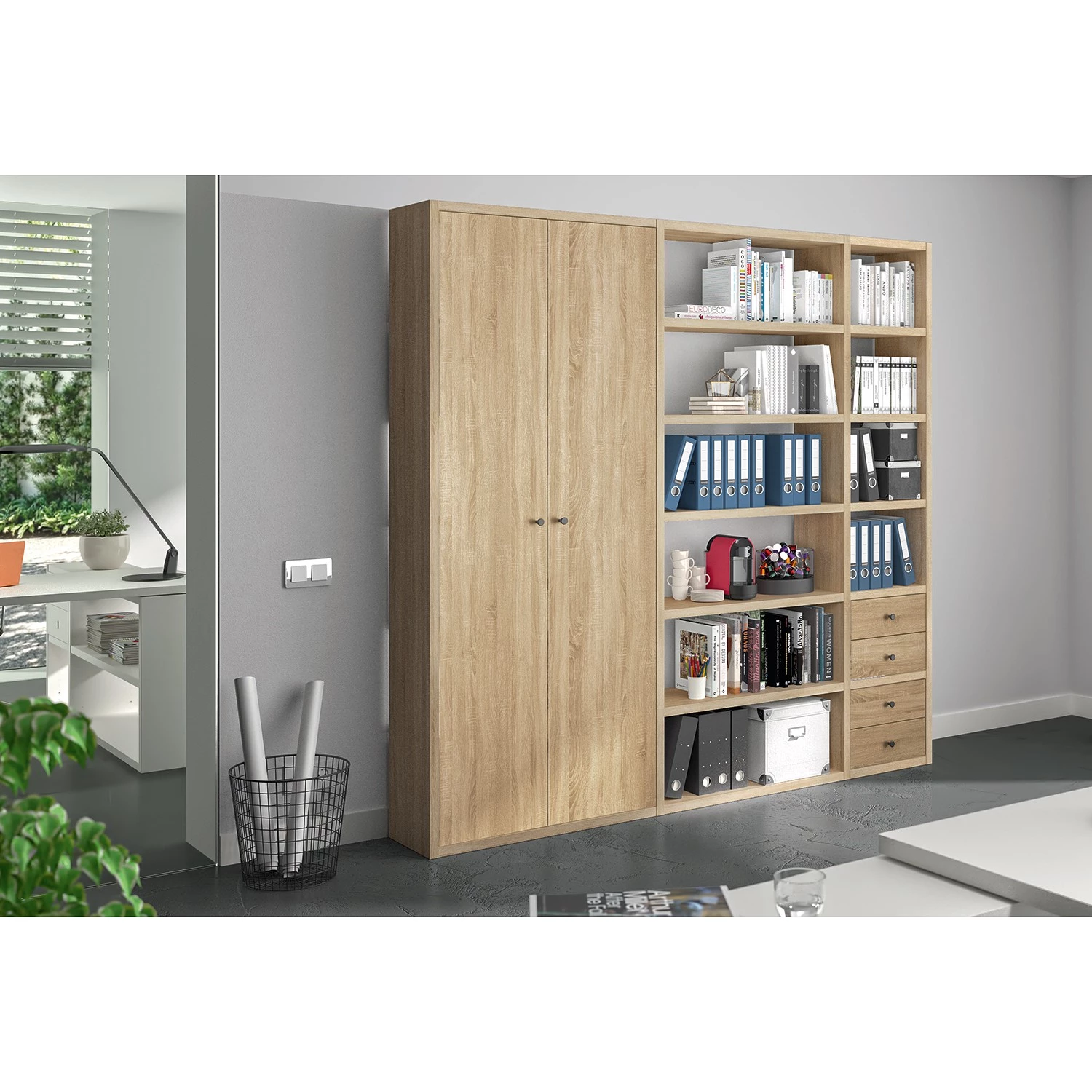 Fredriks Étagère de bureau Emporio III - Imitation chêne de Sonoma 4 Fredriks Étagère de bureau Emporio III - Imitation chêne de Sonoma – Image 2