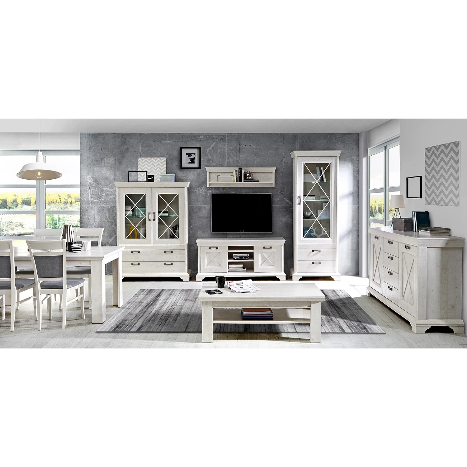 Ridgevalley Meuble TV Kimbark II - Imitation pin blanc 4 Ridgevalley Meuble TV Kimbark II - Imitation pin blanc – Image 2