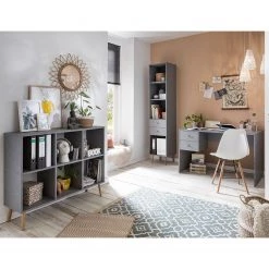 Schildmeyer Étagère de bureau Jonte - Gris / Chêne -Meubles de salon Soldes 1000296210 210927 08194500045 MOOD DETAILS P000000001000296210 mood