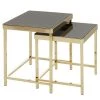 Red Living Tables gigognes Vilho (lot de 2) - Verre / Métal - Noir / Doré -Meubles de salon Soldes 1000296367 210929 063329000101 IMAGE P000000001000296367