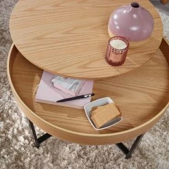 Red Living Table basse Soliera - Partiellement en chêne massif / Métal - Chêne / Noir -Meubles de salon Soldes 1000296371 210929 06333000150 DETAILS P000000001000296371