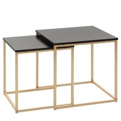 Red Living Tables gigognes Calhan (lot de 2) - noir mat / Doré