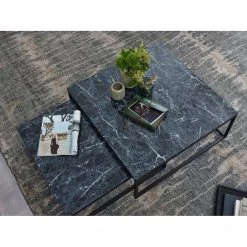 Red Living Table basse Copperton I (2er-Set) - Imitation marbre noir / Noir -Meubles de salon Soldes 1000296376 210929 06333000175 MOOD DETAILS P000000001000296376 mood