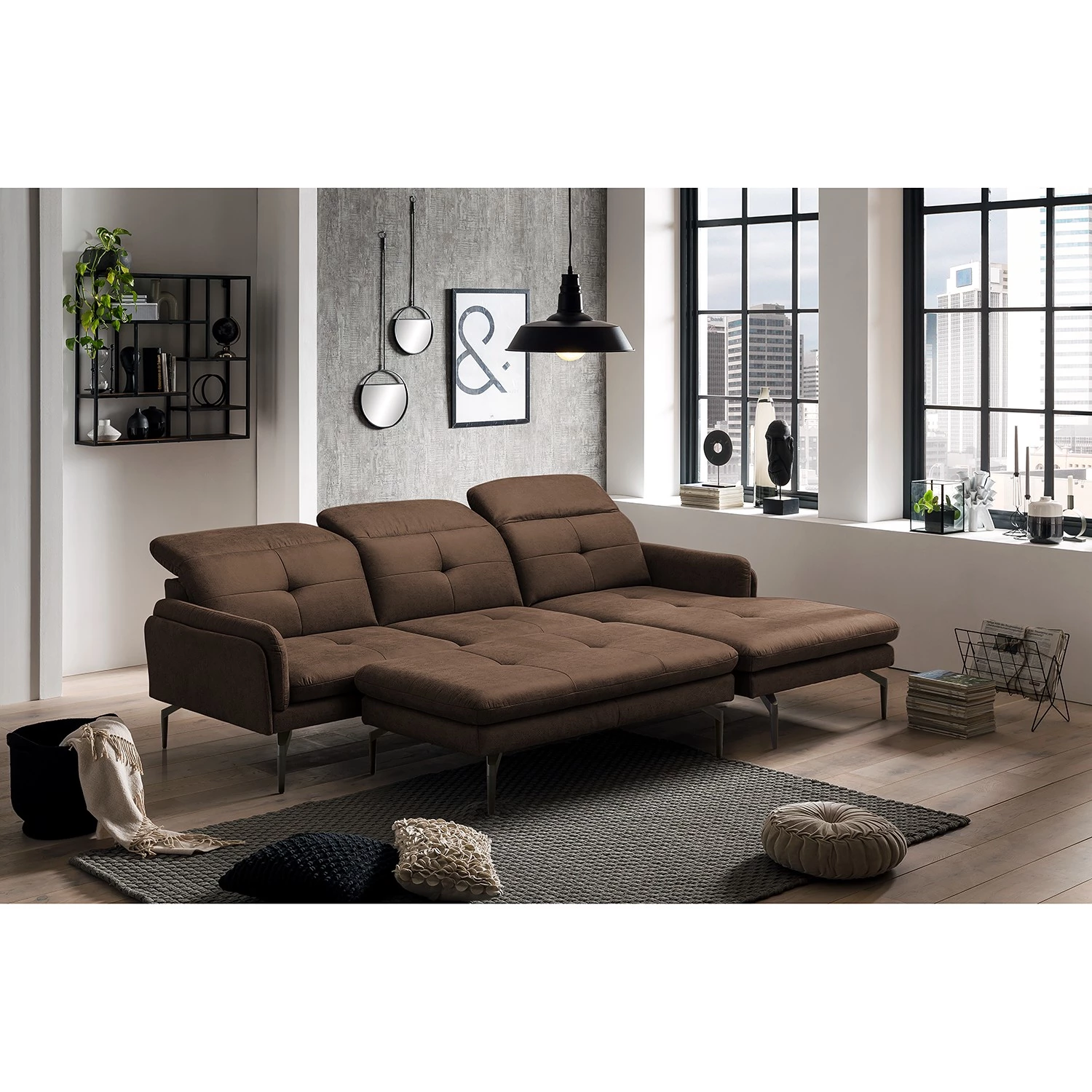 Loftscape Repose-pieds Bosley - Aspect cuir vieilli - Microfibre Priya: Marron foncé 4 Loftscape Repose-pieds Bosley - Aspect cuir vieilli - Microfibre Priya: Marron foncé – Image 2