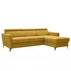 Fredriks Canapé d’angle Landaff I - Tissu - Tissu Sioma: Jaune moutarde - Méridienne courte à droite (vue de face) - Sans fonction couchage - Sans repose-pieds
