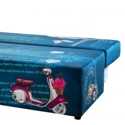 Mooved Canapé convertible Gabun - Tissage à plat - Bleu / Blanc - Suspension à ressorts ondulés -Meubles de salon Soldes 1000296937 211018 10252102331 DETAILS P000000001000296937