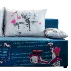 Mooved Canapé convertible Gabun - Tissage à plat - Bleu / Blanc - Suspension à ressorts ondulés -Meubles de salon Soldes 1000296937 211018 10252102342 DETAILS P000000001000296937