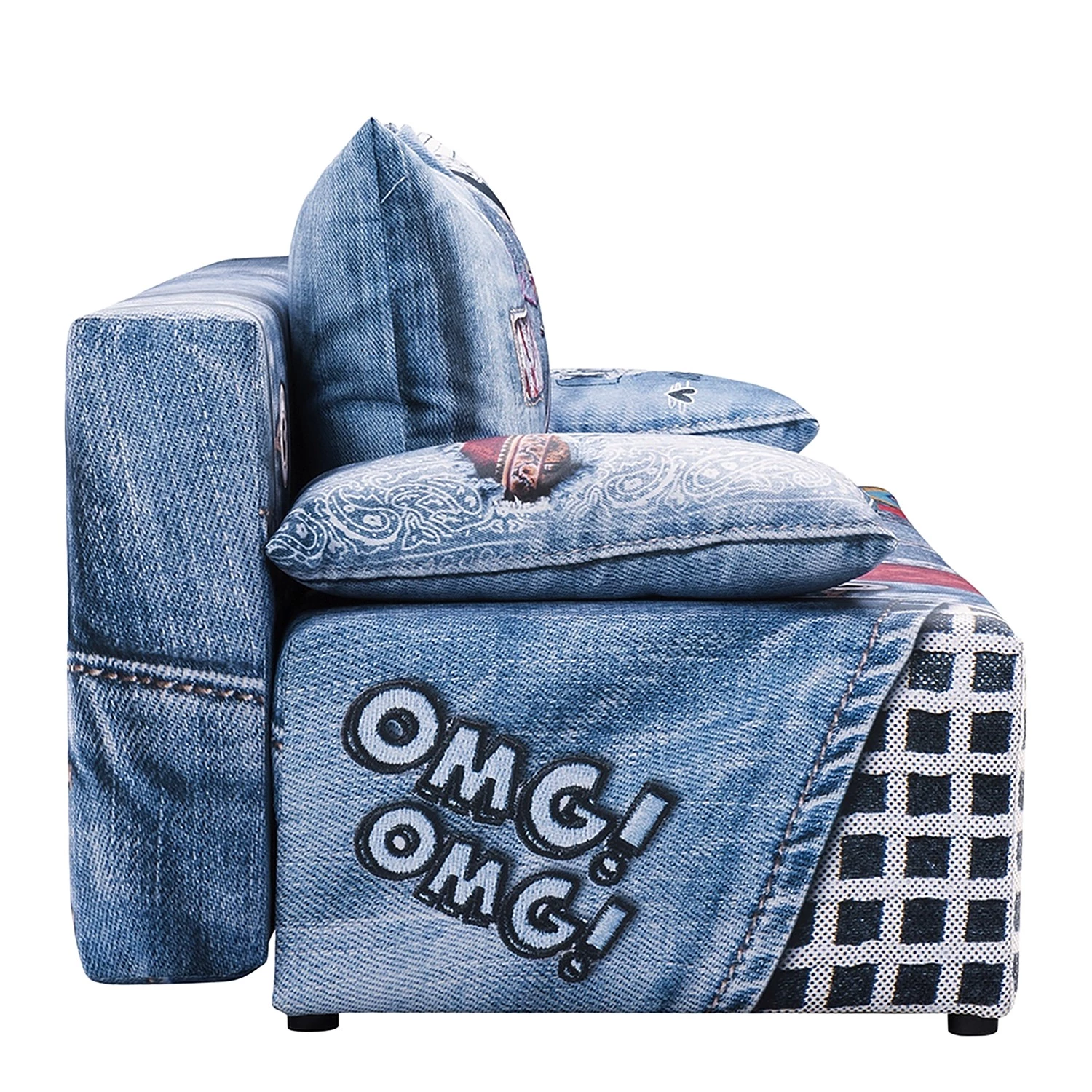 Mooved Canapé convertible Gabun - Tissage à plat - Bleu / Rouge - Suspension à ressorts ondulés 6 Mooved Canapé convertible Gabun - Tissage à plat - Bleu / Rouge - Suspension à ressorts ondulés – Image 4