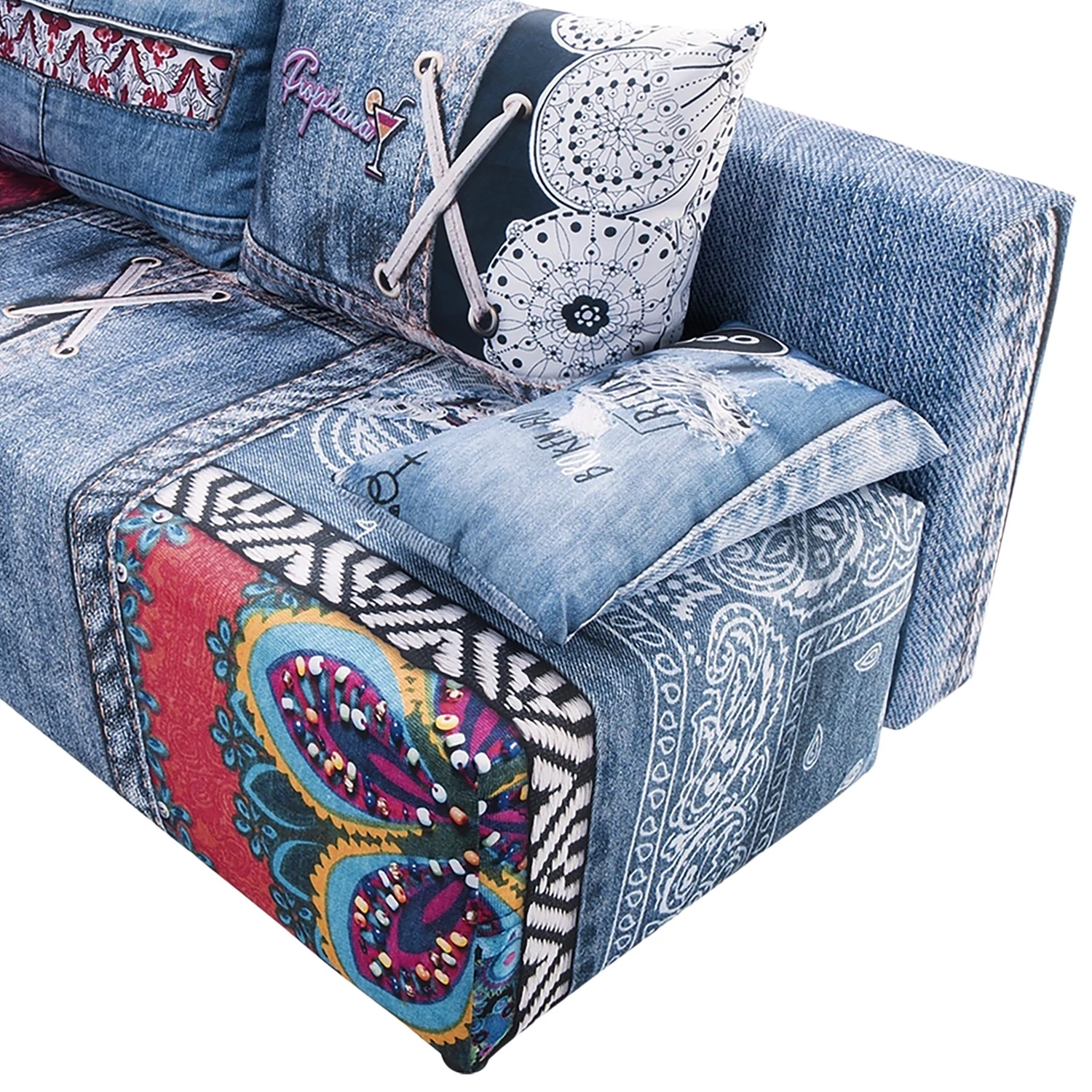 Mooved Canapé convertible Gabun - Tissage à plat - Bleu / Rouge - Suspension à ressorts ondulés 8 Mooved Canapé convertible Gabun - Tissage à plat - Bleu / Rouge - Suspension à ressorts ondulés – Image 6