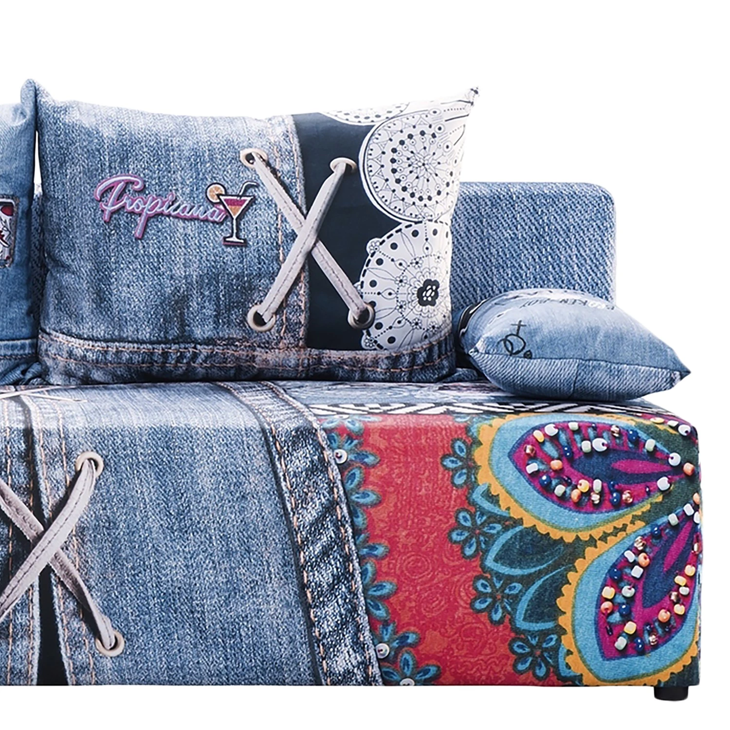 Mooved Canapé convertible Gabun - Tissage à plat - Bleu / Rouge - Suspension à ressorts ondulés 10 Mooved Canapé convertible Gabun - Tissage à plat - Bleu / Rouge - Suspension à ressorts ondulés – Image 8