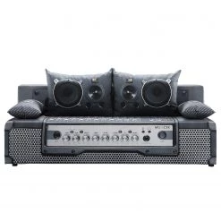 Mooved Canapé convertible Gabun - Tissage à plat - Bleu / Argenté - Suspension à ressorts ondulés -Meubles de salon Soldes 1000296971 211018 10254002610 DETAILS P000000001000296971