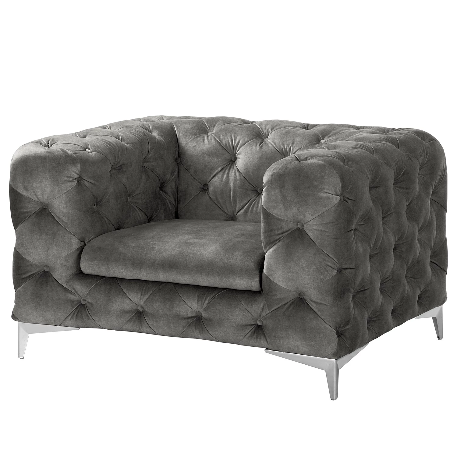 Red Living Fauteuil Merlin - Velours Tomi: Gris 3 Red Living Fauteuil Merlin - Velours Tomi: Gris