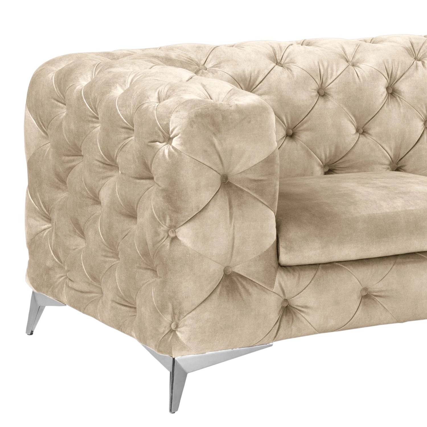 Canapé d’angle Merlin II - Velours Tomi: Créme - Méridienne courte à droite (vue de face) 9 Canapé d’angle Merlin II - Velours Tomi: Créme - Méridienne courte à droite (vue de face) – Image 7