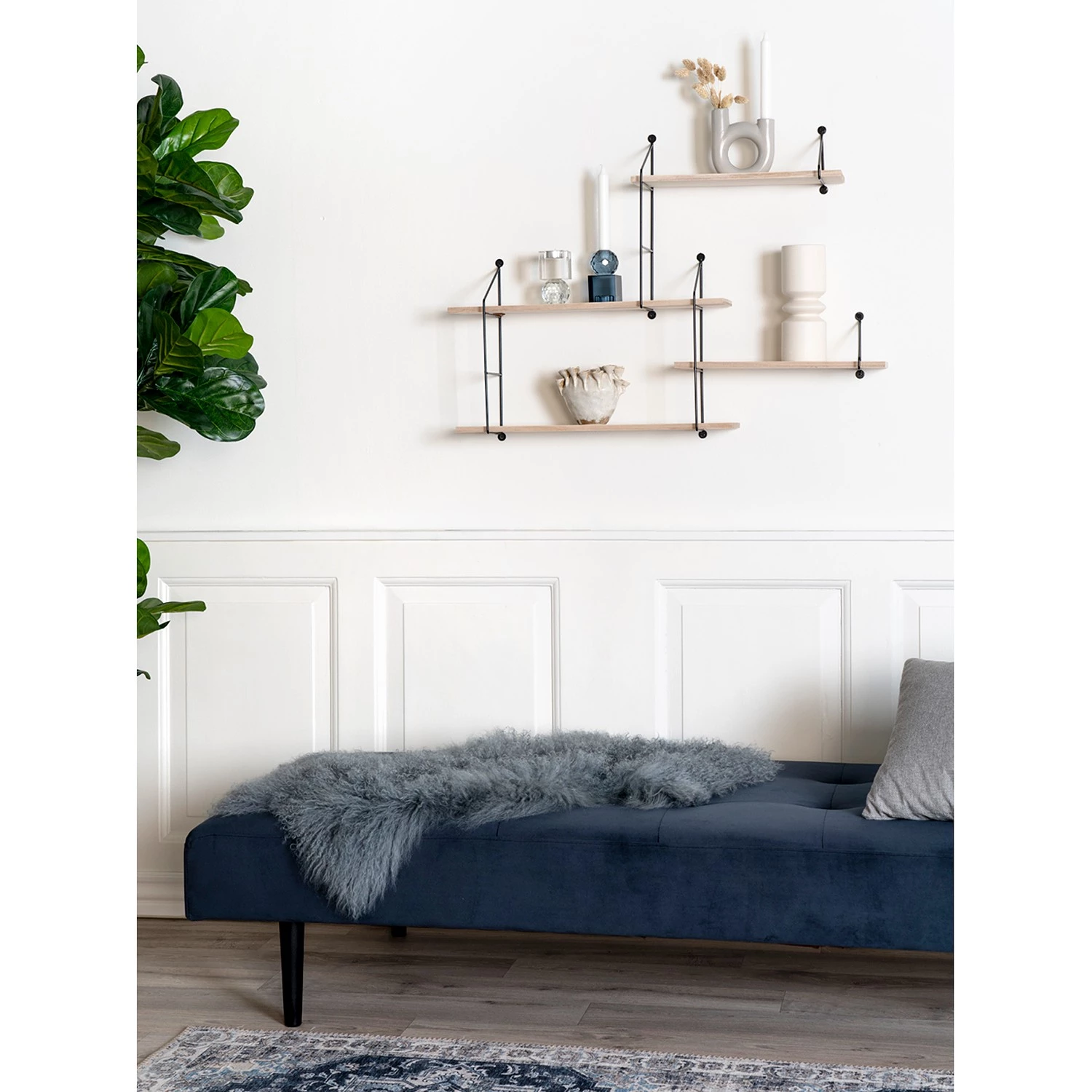 Red Living Étagère murale Hanno - Paulownia massif / Métal - Paulownia / Noir 4 Red Living Étagère murale Hanno - Paulownia massif / Métal - Paulownia / Noir – Image 2