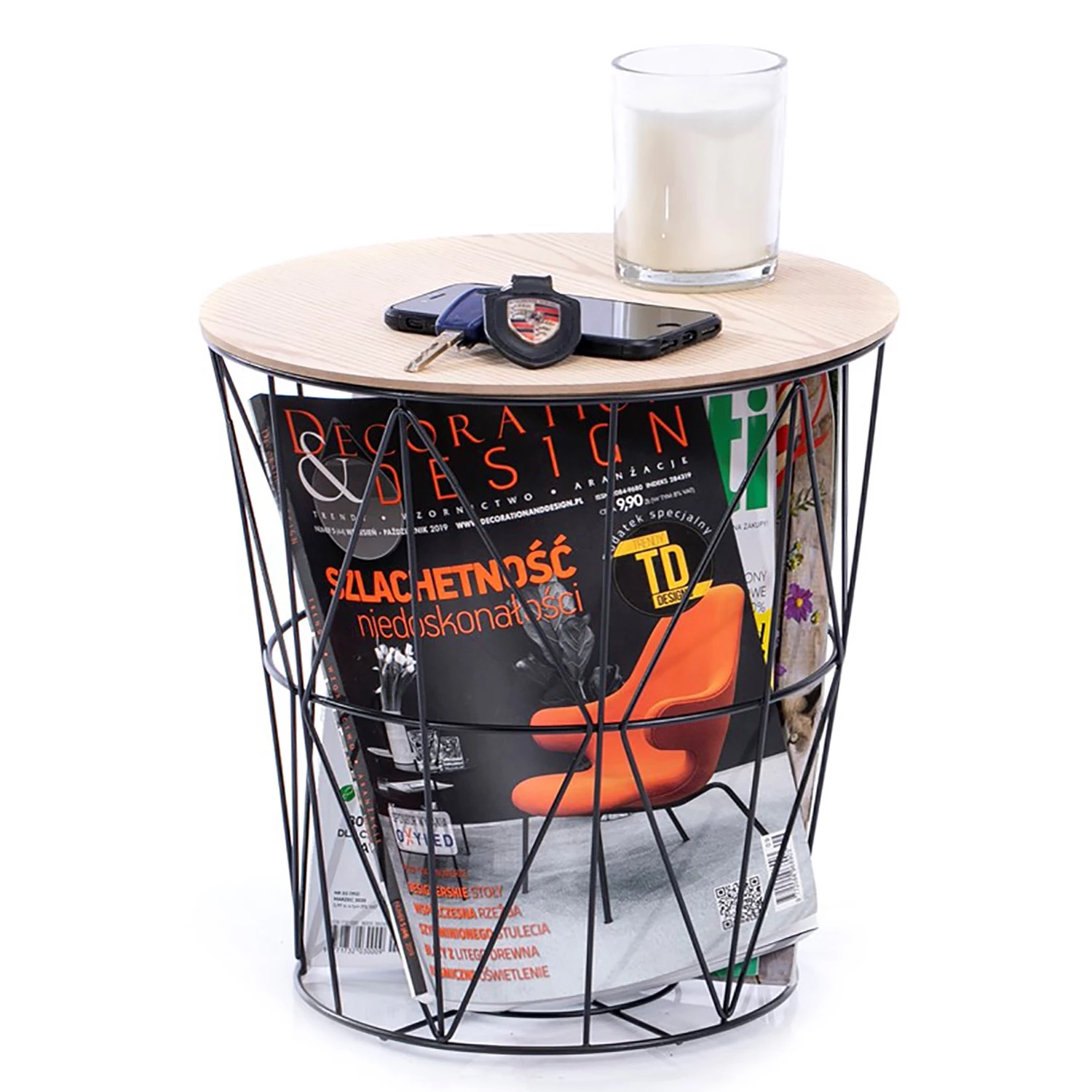 FLHF Bout de canapé Mia - Imitation acacia / Noir 6 FLHF Bout de canapé Mia - Imitation acacia / Noir – Image 4