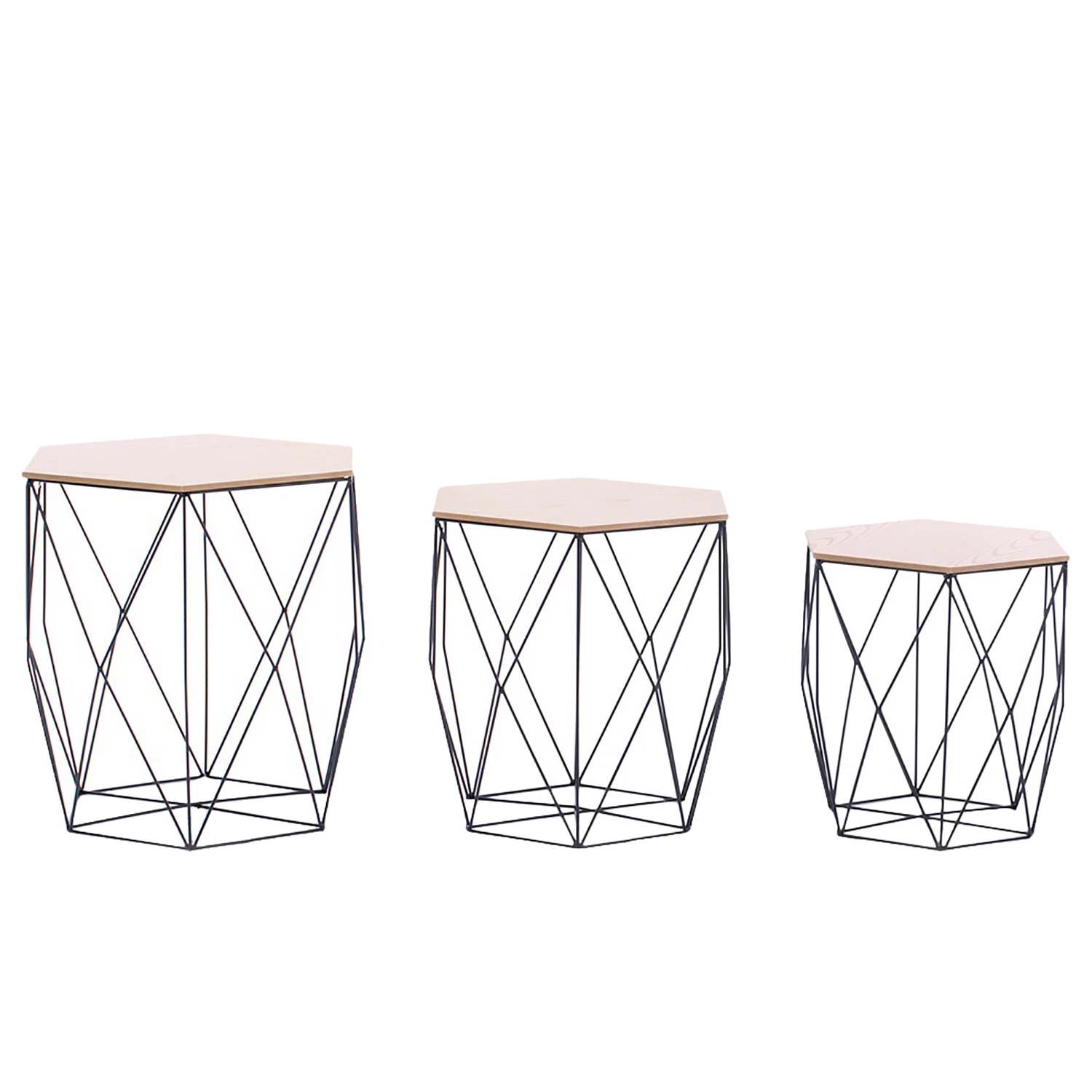 FLHF Bouts de canapé Steria (3 éléments) - Imitation acacia / Noir 3 FLHF Bouts de canapé Steria (3 éléments) - Imitation acacia / Noir