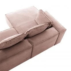 Loftscape Canapé d’angle Marita - Velours côtelé Lole: Mauve - Méridienne courte à gauche (vue de face) -Meubles de salon Soldes 1000300397 211229 15023600650 DETAILS P000000001000300397