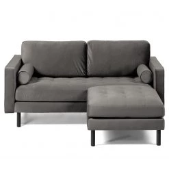 Loftscape Canapé d’angle Monza - Velours - Velours Juin: Gris - Largeur : 182 cm - Méridienne courte à gauche (vue de face) -Meubles de salon Soldes 1000300425 211229 15031500939 DETAILS P000000001000300425