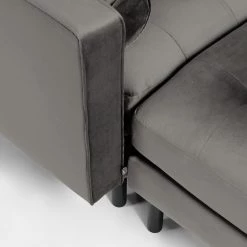 Loftscape Canapé d’angle Monza - Velours - Velours Juin: Gris - Largeur : 182 cm - Méridienne courte à gauche (vue de face) -Meubles de salon Soldes 1000300425 211229 15031500961 DETAILS P000000001000300425