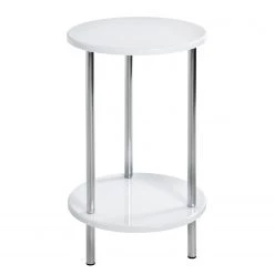 Loftscape Bout de canapé Modane - Métal - Blanc brillant / Chrome