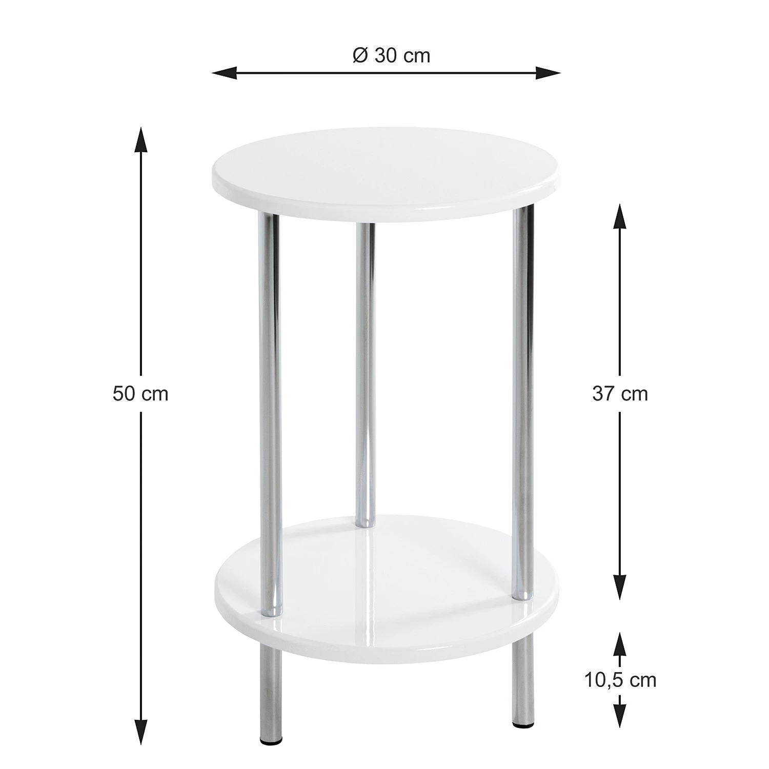 Loftscape Bout de canapé Modane - Métal - Blanc brillant / Chrome 4 Loftscape Bout de canapé Modane - Métal - Blanc brillant / Chrome – Image 2