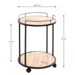 Loftscape Bout de canapé Samuro - Métal - Imitation chêne / Noir -Meubles de salon Soldes 1000300698 211015 104936000544 SKETCH DETAILS P000000001000300698 sketch