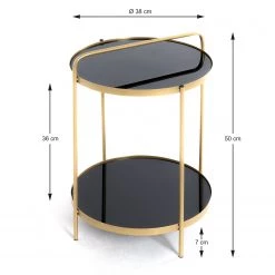 Loftscape Bout de canapé Warwick - Verre / Métal - Noir / Doré -Meubles de salon Soldes 1000300699 211015 104936000547 SKETCH DETAILS P000000001000300699 sketch