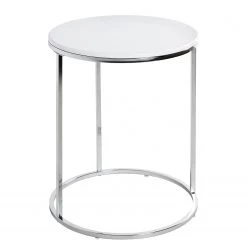 Loftscape Bout de canapé Molac - Métal - Blanc brillant / Chrome