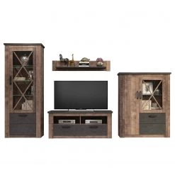 Trendteam Ensemble meubles TV Georgia (4 éléments) - Gris foncé / Imitation chêne rustique -Meubles de salon Soldes 1000300851 211015 12543600081 DETAILS P000000001000300851