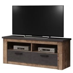 Trendteam Ensemble meubles TV Georgia (4 éléments) - Gris foncé / Imitation chêne rustique -Meubles de salon Soldes 1000300851 211015 125437000124 DETAILS P000000001000300851