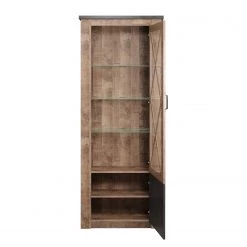 Trendteam Vitrine Georgia - Gris foncé / Imitation chêne rustique -Meubles de salon Soldes 1000300856 211015 125446000121 DETAILS P000000001000300856