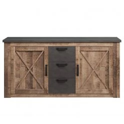 Trendteam Buffet Georgia - Gris foncé / Imitation chêne rustique -Meubles de salon Soldes 1000300860 211015 12545200158 DETAILS P000000001000300860
