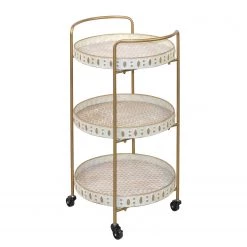 Red Living Desserte Frelada - Métal - Blanc crème / Doré