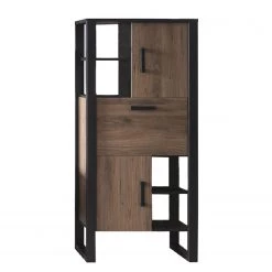 Red Living Étagère Norddal II - Imitation noyer / Noir -Meubles de salon Soldes 1000304808 211027 10494600088 DETAILS P000000001000304808