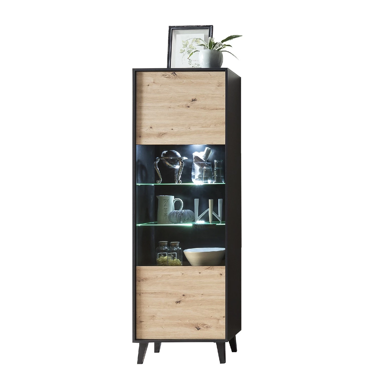 Norrwood Vitrine Argenteuil - Imitation chêne artisan / Noir - Hauteur : 199 cm 4 Norrwood Vitrine Argenteuil - Imitation chêne artisan / Noir - Hauteur : 199 cm – Image 2