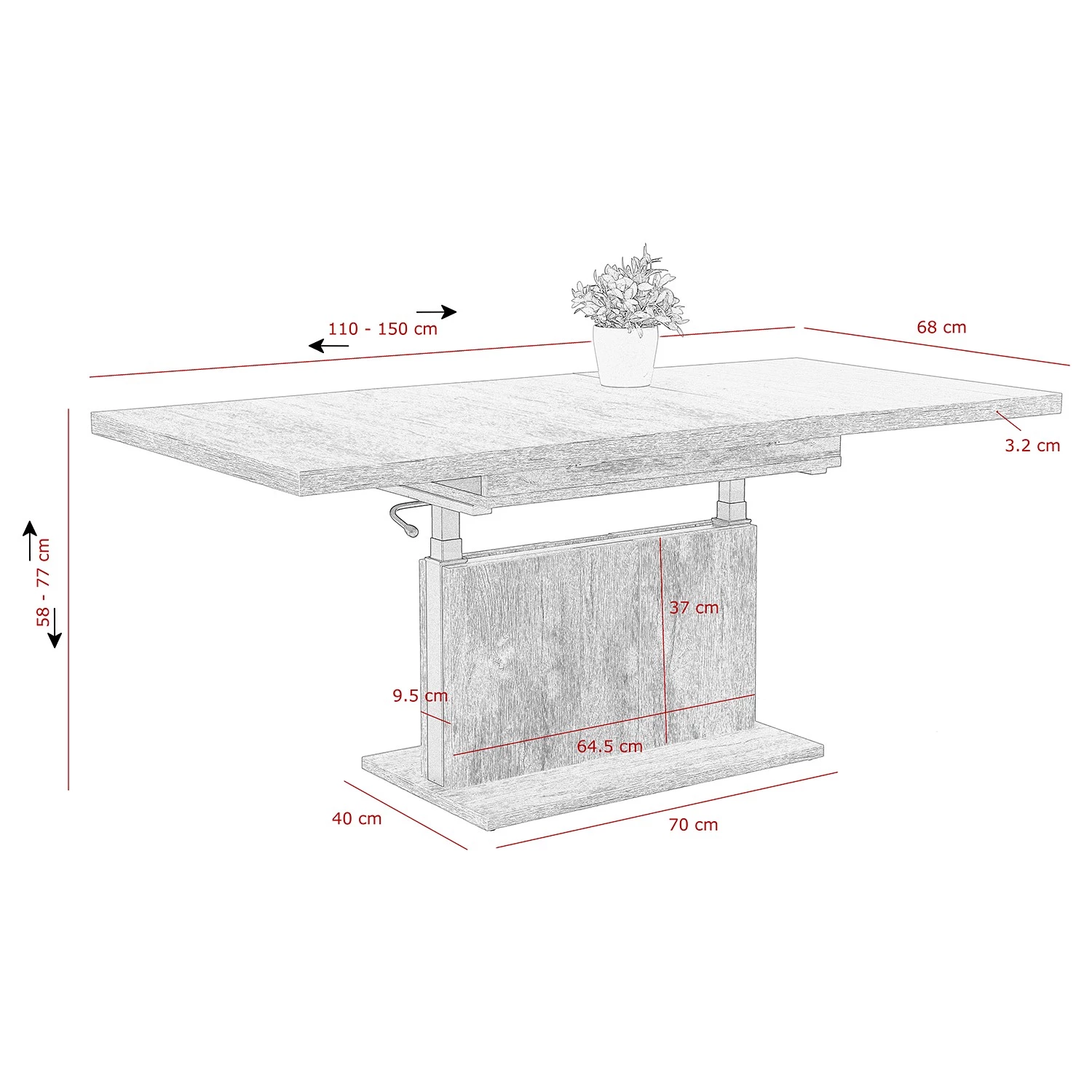 Fredriks Table basse Hallie - Imitation chêne / Anthracite 6 Fredriks Table basse Hallie - Imitation chêne / Anthracite – Image 4