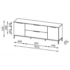 Maja Möbel Meuble TV Trend Wood I - Imitation chêne à nœuds / Noir -Meubles de salon Soldes 1000306526 211102 130342000512 SKETCH DETAILS P000000001000306526 sketch