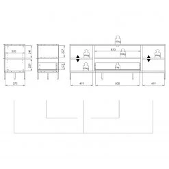 Maja Möbel Meuble TV Trend Wood I - Imitation chêne à nœuds / Noir -Meubles de salon Soldes 1000306526 211102 130342000514 SKETCH DETAILS P000000001000306526 sketch