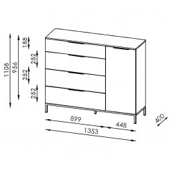 Maja Möbel Buffet Trend Wood II - Imitation chêne à nœuds / Noir -Meubles de salon Soldes 1000306532 211102 130342000525 SKETCH DETAILS P000000001000306532 sketch