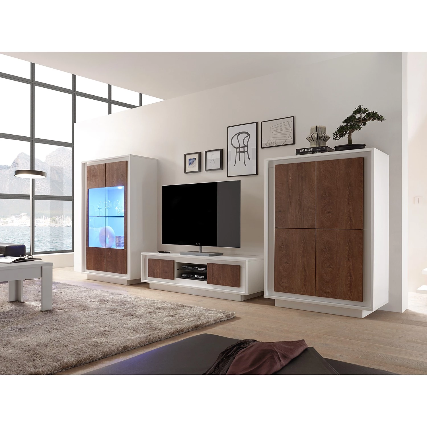 LC Spa Buffet haut Forenza - Imitation noisetier / Blanc 5 LC Spa Buffet haut Forenza - Imitation noisetier / Blanc – Image 3