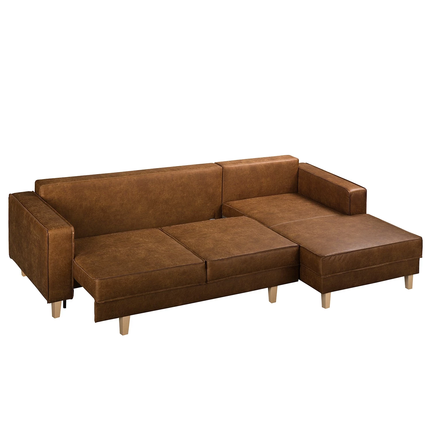 Canapé d’angle MAISON, fonction couchage - Tissu composite Dalia: Marron clair - Méridienne courte à droite (vue de face) 5 Canapé d’angle MAISON, fonction couchage - Tissu composite Dalia: Marron clair - Méridienne courte à droite (vue de face) – Image 3