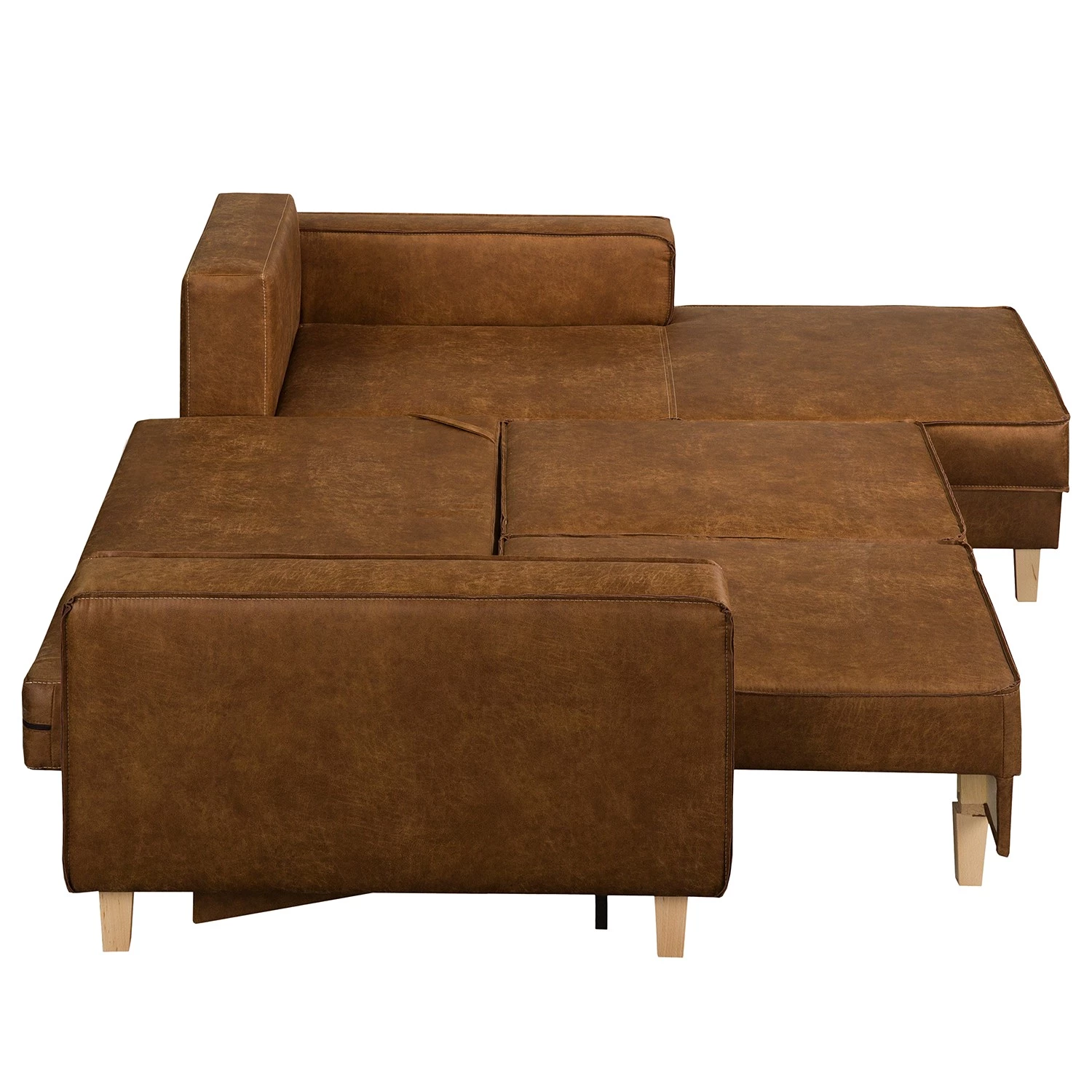 Canapé d’angle MAISON, fonction couchage - Tissu composite Dalia: Marron clair - Méridienne courte à droite (vue de face) 9 Canapé d’angle MAISON, fonction couchage - Tissu composite Dalia: Marron clair - Méridienne courte à droite (vue de face) – Image 7