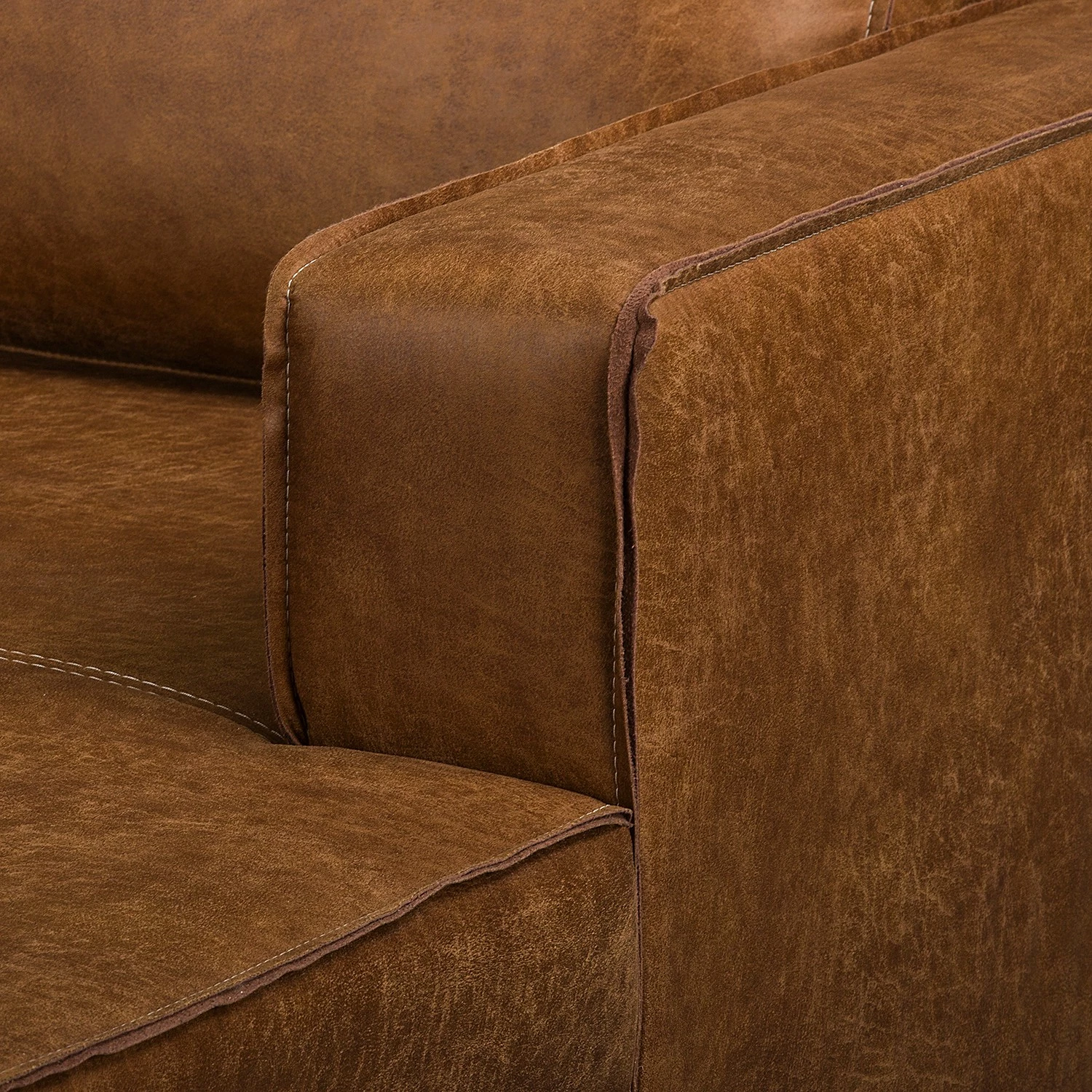 Canapé d’angle MAISON, fonction couchage - Tissu composite Dalia: Marron clair - Méridienne courte à droite (vue de face) 20 Canapé d’angle MAISON, fonction couchage - Tissu composite Dalia: Marron clair - Méridienne courte à droite (vue de face) – Image 18