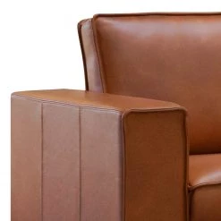 Ars manufacti Canapé d’angle Locana - Cuir Bulle: Tabac - Méridienne longue à droite (vue de face) -Meubles de salon Soldes 1000306949 220727 040 DETAILS P000000001000306949