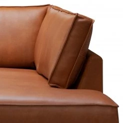 Ars manufacti Canapé d’angle Locana - Cuir Bulle: Tabac - Méridienne longue à droite (vue de face) -Meubles de salon Soldes 1000306949 220727 060 DETAILS P000000001000306949