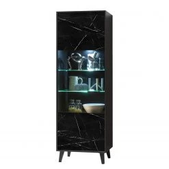 Jack & Alice Vitrine Fintel - Imitation marbre noir / Noir - Hauteur : 199 cm -Meubles de salon Soldes 1000307049 211110 08234400071 DETAILS P000000001000307049