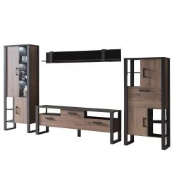 Red Living Ensemble meubles TV Norddal I (4 élém.) - Imitation noyer / Noir -Meubles de salon Soldes 1000310665 211125 14541200057 DETAILS P000000001000310665