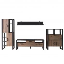 Red Living Ensemble meubles TV Norddal II (4 élém.) - Imitation noyer / Noir -Meubles de salon Soldes 1000310666 211125 14544500067 DETAILS P000000001000310666